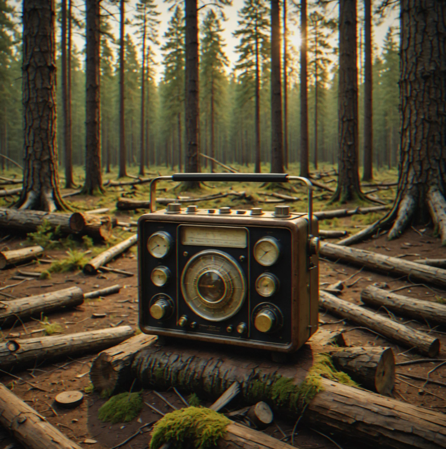 An open space in the forest scattered with dead tree stumps and patches of exposed mineral-rich ground
